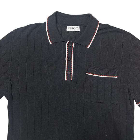 Brunello Cucinelli Cotton Ribbed Knit Polo Shirt - Picture 4 of 8